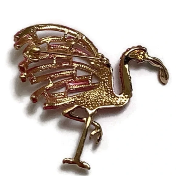 Pink Rhinestone Flamingo Brooch/Pendant - Picture 4 of 8